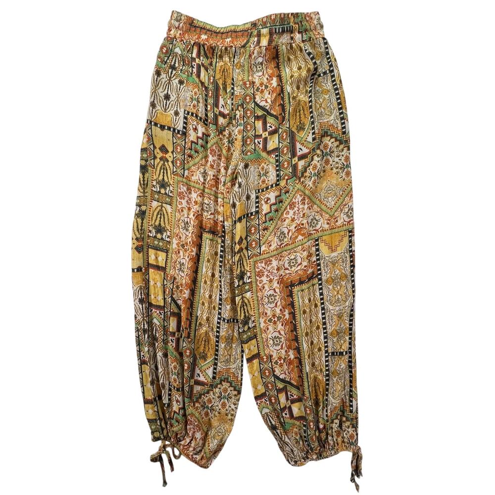 Rachel Zoe Boho Patchwork Harem Pants Womens S Viscose Elastic Tie Ankle Joggers - Picture 4 of 16